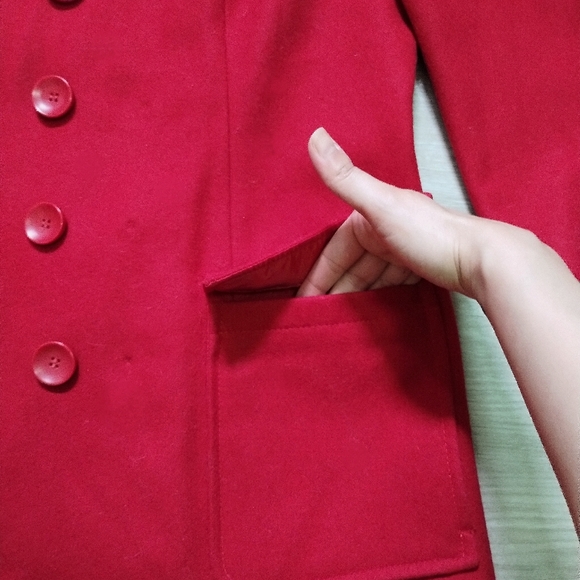 Red Wool Peacoat - Picture 4 of 7